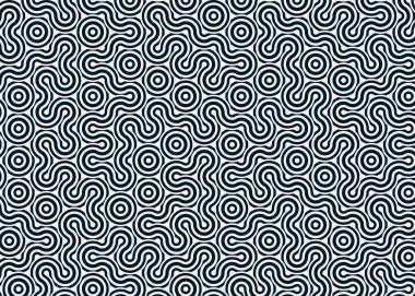 Renkli fayanslar, pürüzsüz rastgele birbirine bağlı dalgalı çizgiler deseni, bağlantı sanatı arkaplan tasarımı çizimi  