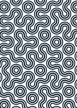 Renkli fayanslar, pürüzsüz rastgele birbirine bağlı dalgalı çizgiler deseni, bağlantı sanatı arkaplan tasarımı çizimi  