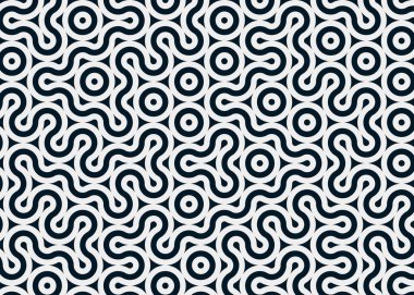 Renkli fayanslar, pürüzsüz rastgele birbirine bağlı dalgalı çizgiler deseni, bağlantı sanatı arkaplan tasarımı çizimi  