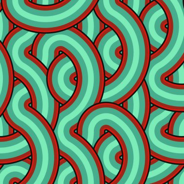 Renkli fayanslar, pürüzsüz rastgele birbirine bağlı dalgalı çizgiler deseni, bağlantı sanatı arkaplan tasarımı çizimi  