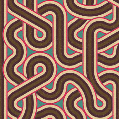 Renkli fayanslar, pürüzsüz rastgele birbirine bağlı dalgalı çizgiler deseni, bağlantı sanatı arkaplan tasarımı çizimi  