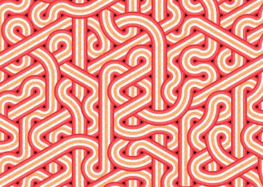 Renkli fayanslar, pürüzsüz rastgele birbirine bağlı dalgalı çizgiler deseni, bağlantı sanatı arkaplan tasarımı çizimi  