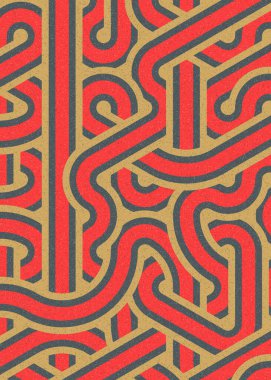 Renkli fayanslar, pürüzsüz rastgele birbirine bağlı dalgalı çizgiler deseni, bağlantı sanatı arkaplan tasarımı çizimi  