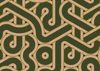 Renkli fayanslar, pürüzsüz rastgele birbirine bağlı dalgalı çizgiler deseni, bağlantı sanatı arkaplan tasarımı çizimi  