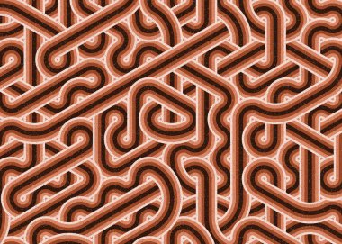 Renkli fayanslar, pürüzsüz rastgele birbirine bağlı dalgalı çizgiler deseni, bağlantı sanatı arkaplan tasarımı çizimi  