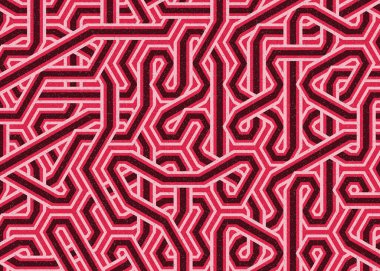 Renkli fayanslar, pürüzsüz rastgele birbirine bağlı dalgalı çizgiler deseni, bağlantı sanatı arkaplan tasarımı çizimi  