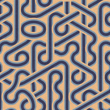 Renkli fayanslar, pürüzsüz rastgele birbirine bağlı dalgalı çizgiler deseni, bağlantı sanatı arkaplan tasarımı çizimi  