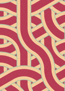 Renkli fayanslar, pürüzsüz rastgele birbirine bağlı dalgalı çizgiler deseni, bağlantı sanatı arkaplan tasarımı çizimi  