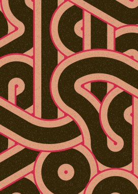 Renkli fayanslar, pürüzsüz rastgele birbirine bağlı dalgalı çizgiler deseni, bağlantı sanatı arkaplan tasarımı çizimi  