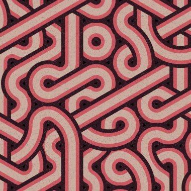 Renkli fayanslar, pürüzsüz rastgele birbirine bağlı dalgalı çizgiler deseni, bağlantı sanatı arkaplan tasarımı çizimi  