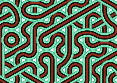 Renkli fayanslar, pürüzsüz rastgele birbirine bağlı dalgalı çizgiler deseni, bağlantı sanatı arkaplan tasarımı çizimi  