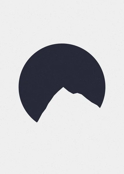 Houtskool Gray Kleur Bergen Rotsen Silhouet Kunst Logo Ontwerp Illustratie — Stockvector