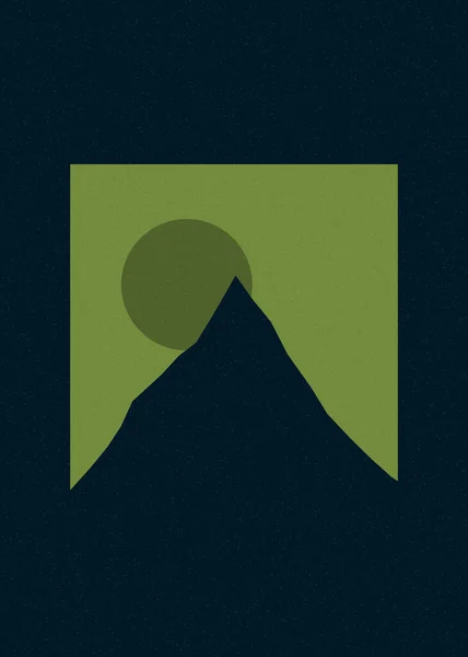 Oliwkowy Zielony Kolor Góry Skały Sylwetka Sztuka Logo Projekt Ilustracja — Wektor stockowy