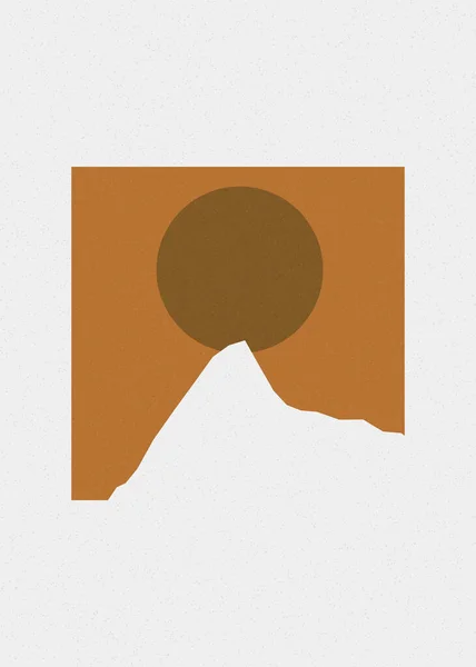 Copper Color Mountains Rocks Silhouette Art Logo Design Illustration — Stock Vector