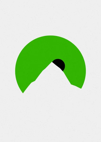 石灰绿色山岩轮廓艺术标志设计图解 — 图库矢量图片