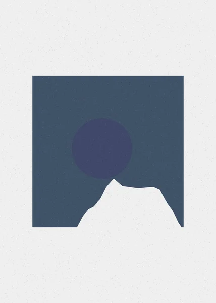 Heather Blue Color Mountains Rocks Silhouette Art Logo Design Illustration — Stock Vector