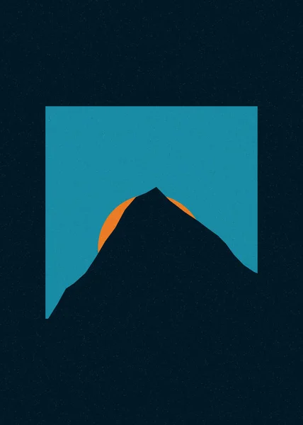 Colore Esuberanza Montagne Rocce Silhouette Arte Logo Disegno Illustrazione — Vettoriale Stock