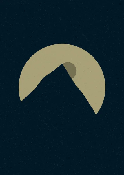 Verblasste Denim Farbe Berge Felsen Silhouette Kunst Logo Design Illustration — Stockvektor