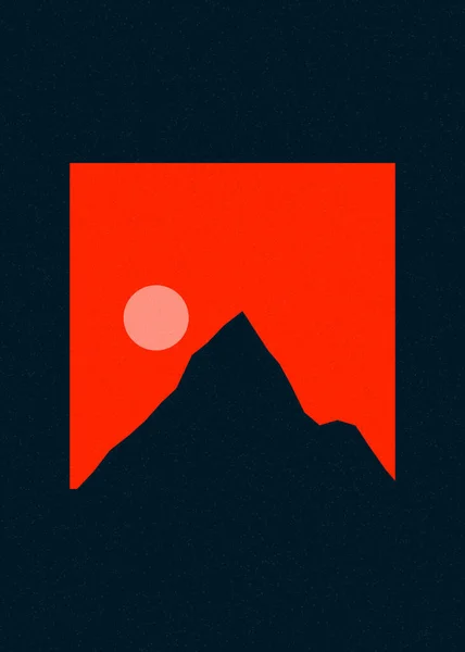 Color Escarlata Montañas Rocas Silueta Arte Logotipo Diseño Ilustración — Archivo Imágenes Vectoriales