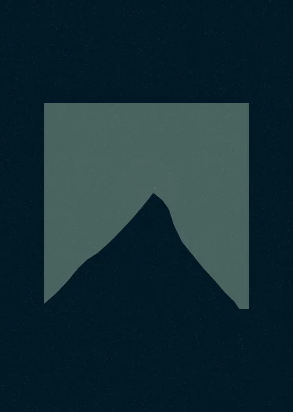 Tappeto Erboso Colore Verde Montagne Rocce Silhouette Arte Logo Disegno — Vettoriale Stock