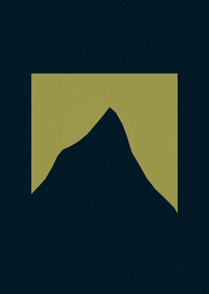 Colore Del Cedro Montagne Rocce Silhouette Arte Logo Disegno Illustrazione — Vettoriale Stock
