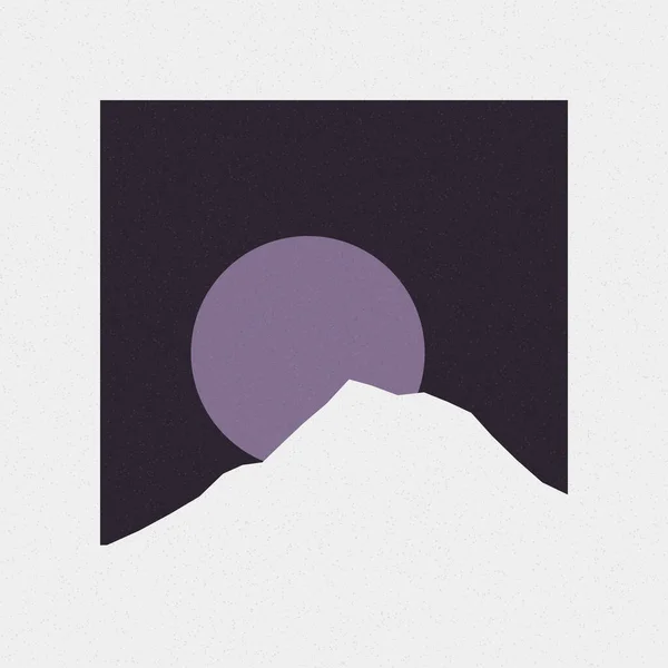 Renkli Kayalık Dağlar Siluet Sanat Logosu Tasarımı Illüstrasyonu — Stok Vektör
