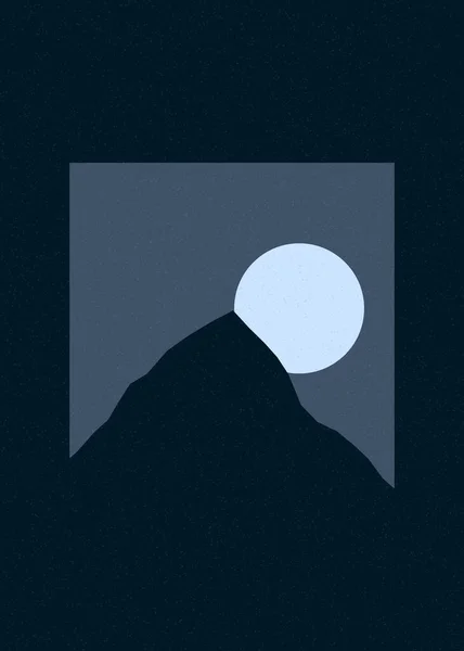 Heather Blue Colore Montagne Rocce Silhouette Arte Logo Disegno Illustrazione — Vettoriale Stock