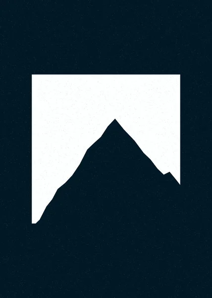 Metallico Argento Colore Montagne Rocce Silhouette Arte Logo Disegno Illustrazione — Vettoriale Stock