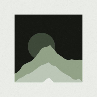 Renkli kayalık dağlar siluet sanat logosu tasarımı illüstrasyonu 