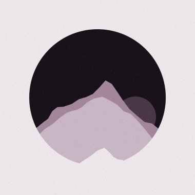 Renkli kayalık dağlar siluet sanat logosu tasarımı illüstrasyonu 