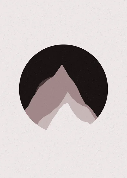 Maroon Color Mountains Rocks Silhouette Art Logo Design Illustration — Stock Vector