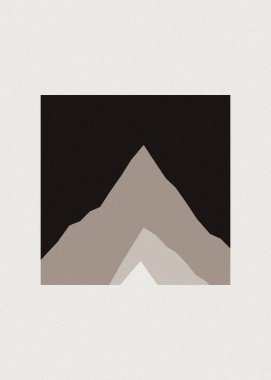 Renkli kayalık dağlar siluet sanat logosu tasarımı illüstrasyonu 