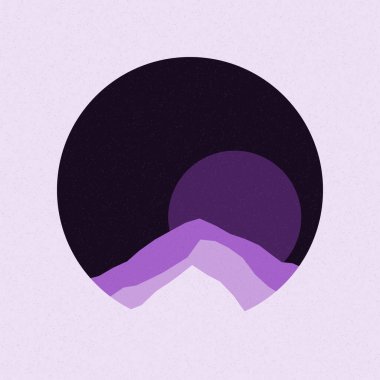 Renkli kayalık dağlar siluet sanat logosu tasarımı illüstrasyonu 