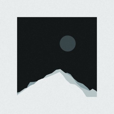 Renkli kayalık dağlar siluet sanat logosu tasarımı illüstrasyonu 