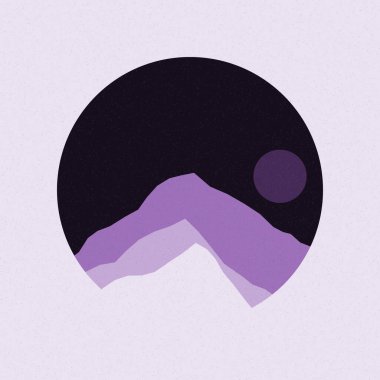 Renkli kayalık dağlar siluet sanat logosu tasarımı illüstrasyonu 