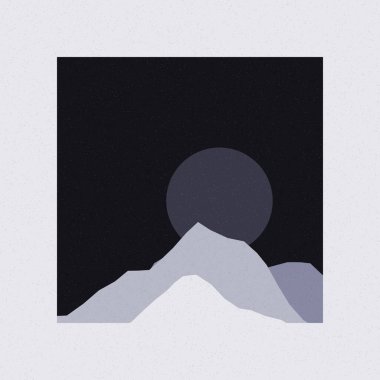 Renkli kayalık dağlar siluet sanat logosu tasarımı illüstrasyonu 