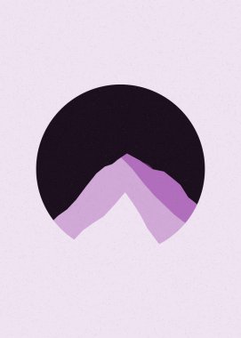 Parlak Beyaz Dağlar kayalar siluet sanat logosu tasarımı çizimi