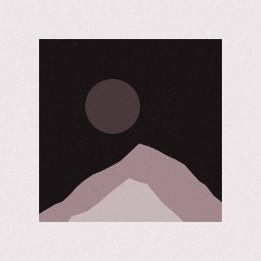 Renkli kayalık dağlar siluet sanat logosu tasarımı illüstrasyonu 