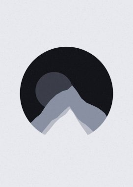 Coşku rengi Dağlar kayalar siluet sanat logosu tasarımı resimleme