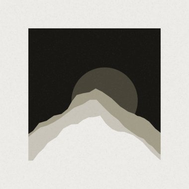 Renkli kayalık dağlar siluet sanat logosu tasarımı illüstrasyonu 