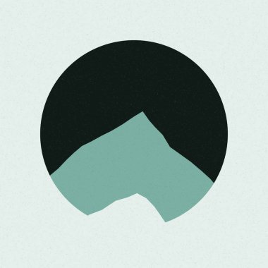 Renkli kayalık dağlar siluet sanat logosu tasarımı illüstrasyonu 