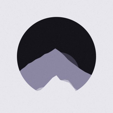 Renkli kayalık dağlar siluet sanat logosu tasarımı illüstrasyonu 