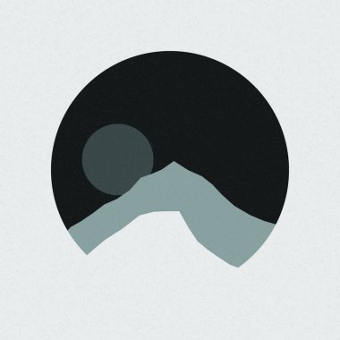 Renkli kayalık dağlar siluet sanat logosu tasarımı illüstrasyonu 