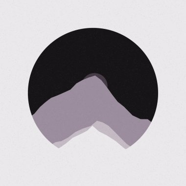 Renkli kayalık dağlar siluet sanat logosu tasarımı illüstrasyonu 