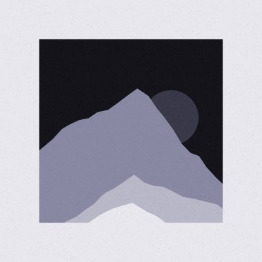 Renkli kayalık dağlar siluet sanat logosu tasarımı illüstrasyonu 