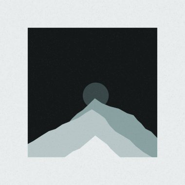 Renkli kayalık dağlar siluet sanat logosu tasarımı illüstrasyonu 