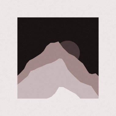 Renkli kayalık dağlar siluet sanat logosu tasarımı illüstrasyonu 