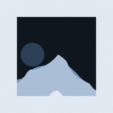 Renkli kayalık dağlar siluet sanat logosu tasarımı illüstrasyonu 