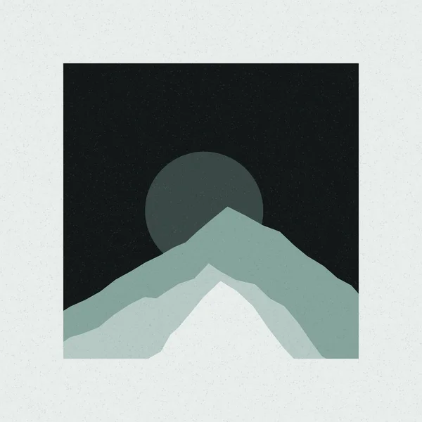 カラフルな岩の山シルエットアートロゴデザインイラスト — ストックベクタ