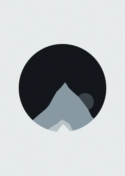 Coral Color Mountains Rocks Silhouette Art Logo Design Illustration — Stock Vector
